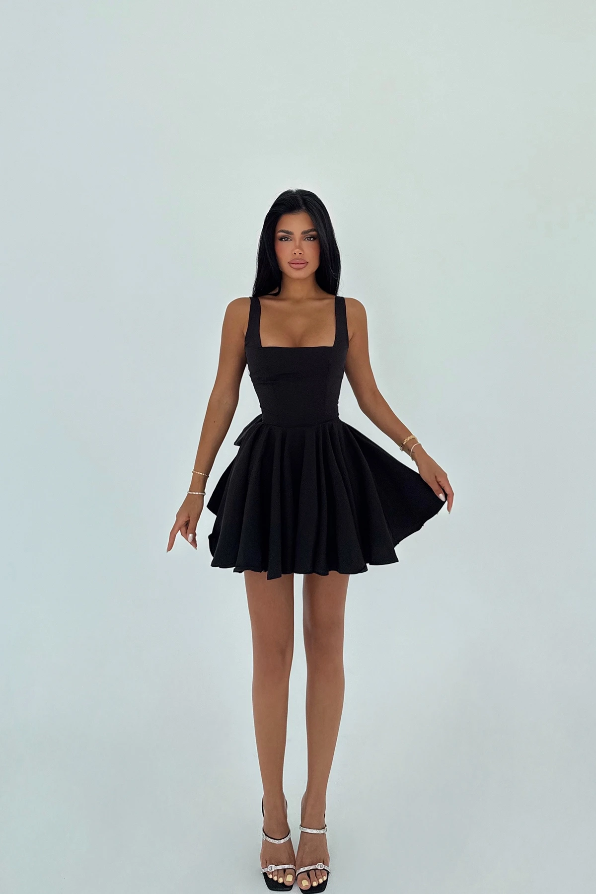 Picture of Black Nolan Back Bow Detail Mini Dress