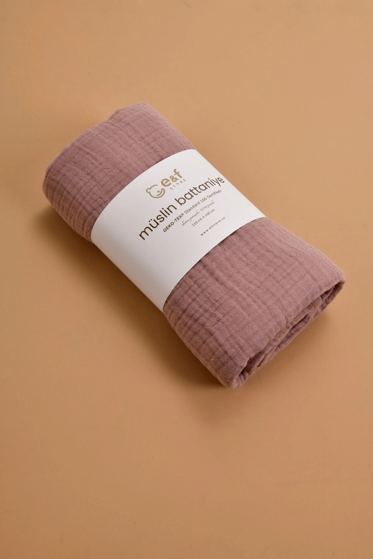 Picture of 4 Katlı Organik Müslin Bebek Battaniyesi - Gül Kurusu