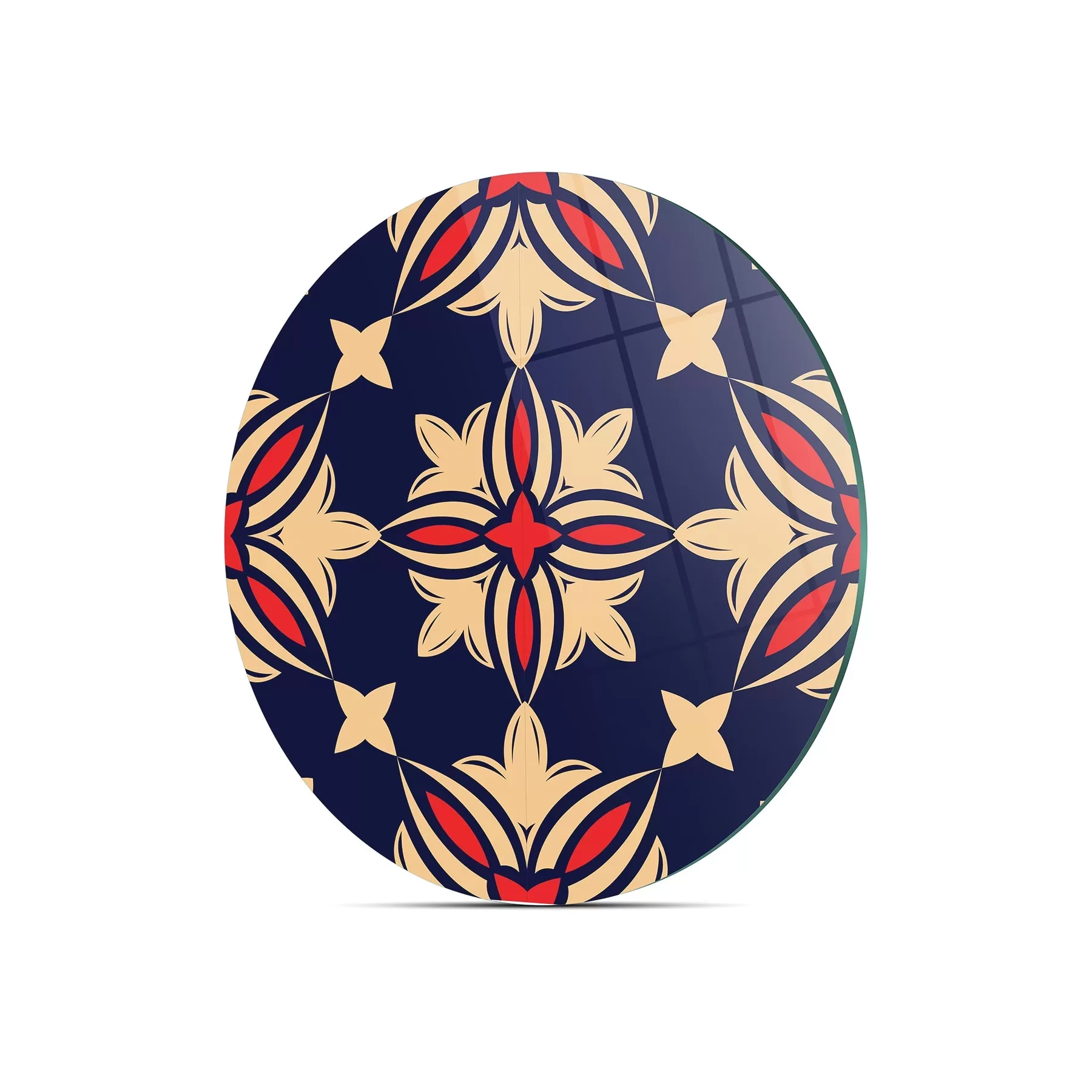 Picture of Decovetro Cam Kesme Tahtası ve Sunumluk Yuvarlak Mavi Çini Desenli 30x30 Cm