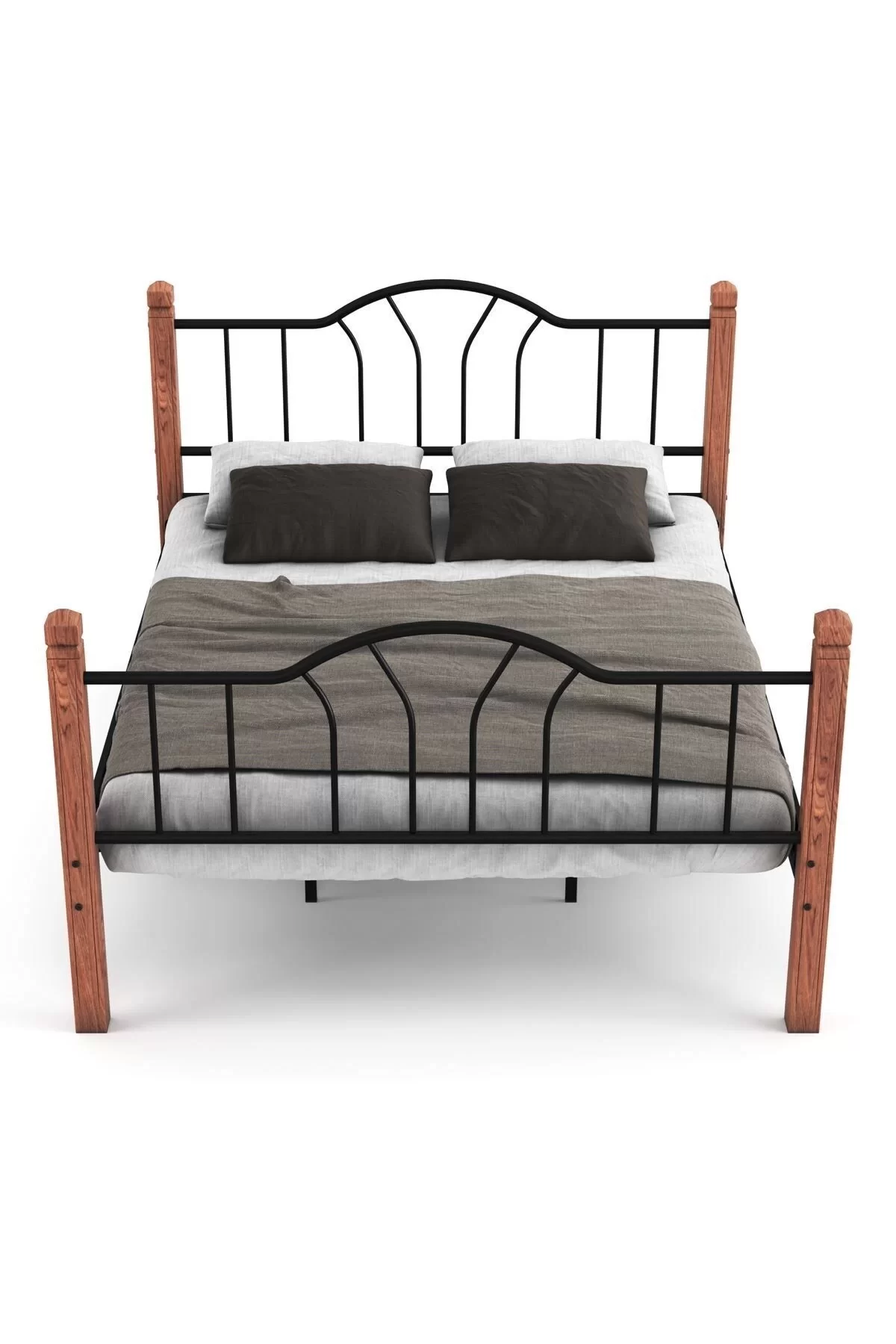 Picture of Pasifik Çift Kişilik Ferforje Ahşap Metal Karyola Siyah