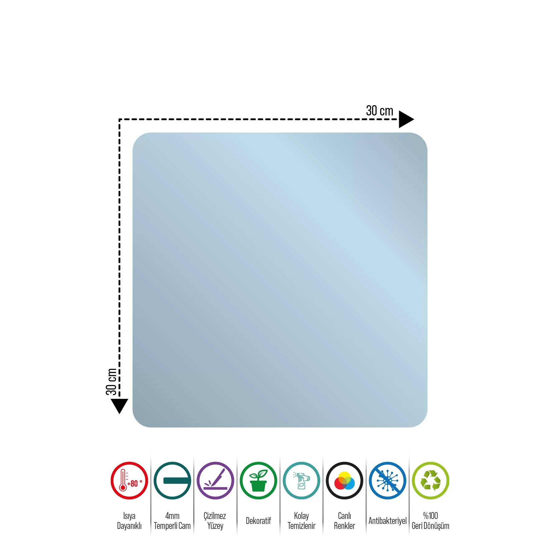 Picture of Decovetro Cam Kesme Tahtası ve Sunumluk Kare Kelebek Desenli 30x30 Cm
