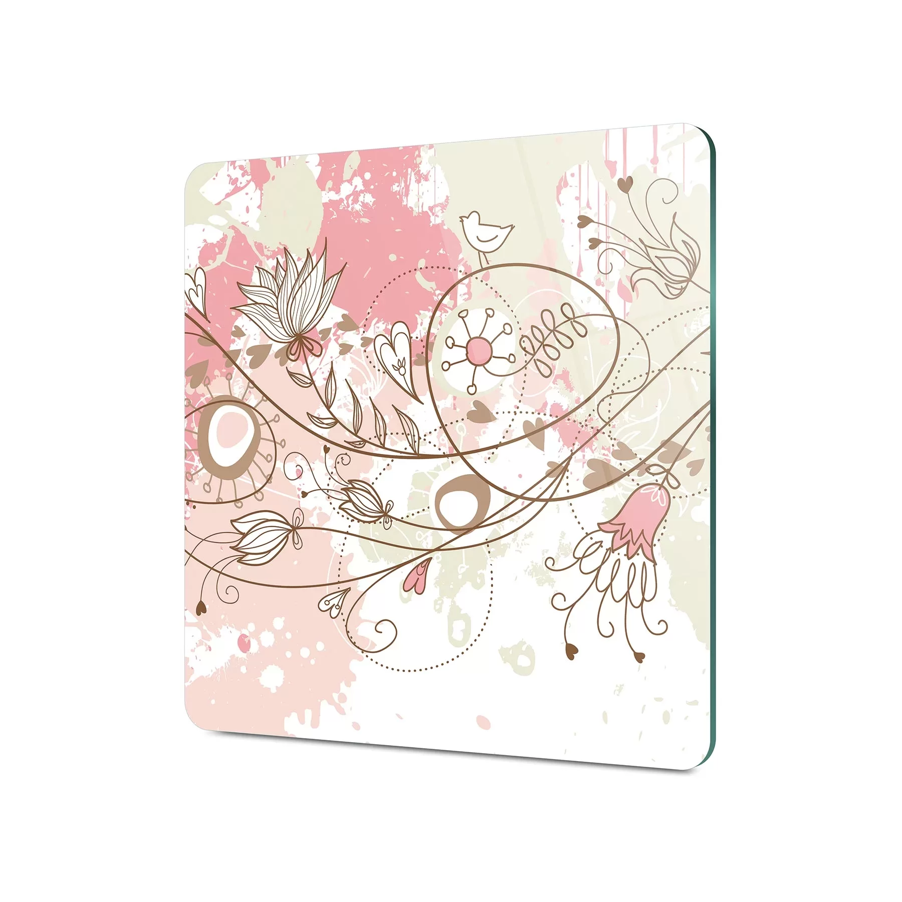 Picture of Decovetro Cam Kesme Tahtası ve Sunumluk Kare Sarmaşık Çiçeği Desenli 30x30 Cm