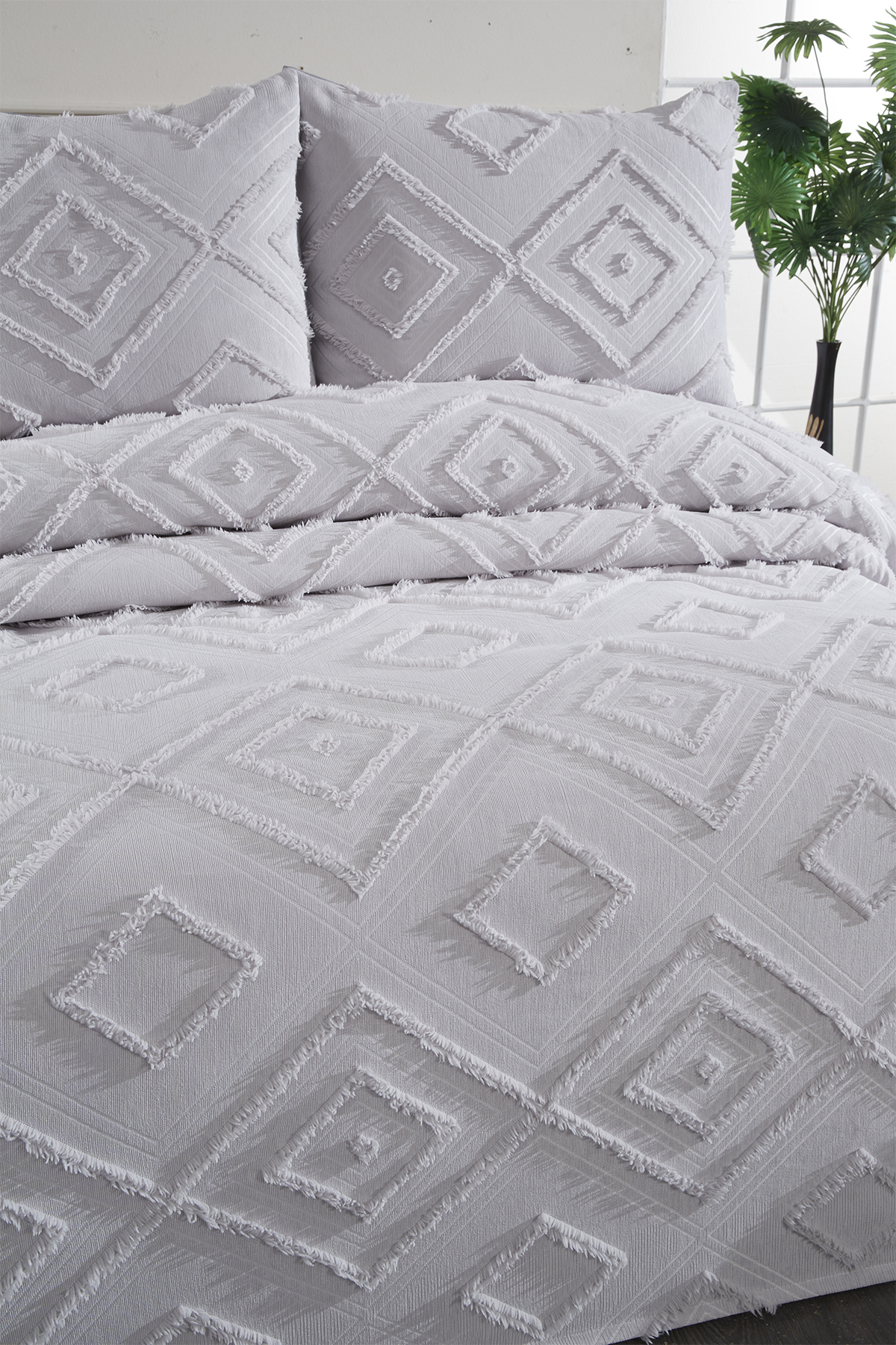 Picture of Çeyiz Diyarı Samira 3 Parça Çift Kişilik Pike Takımı Gri