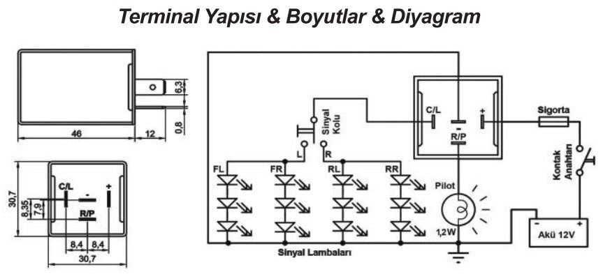 Picture of Led Ampul Sinyal Rölesi Flaşör Hızlı Yanma Giderici 4 Fişli Siyah