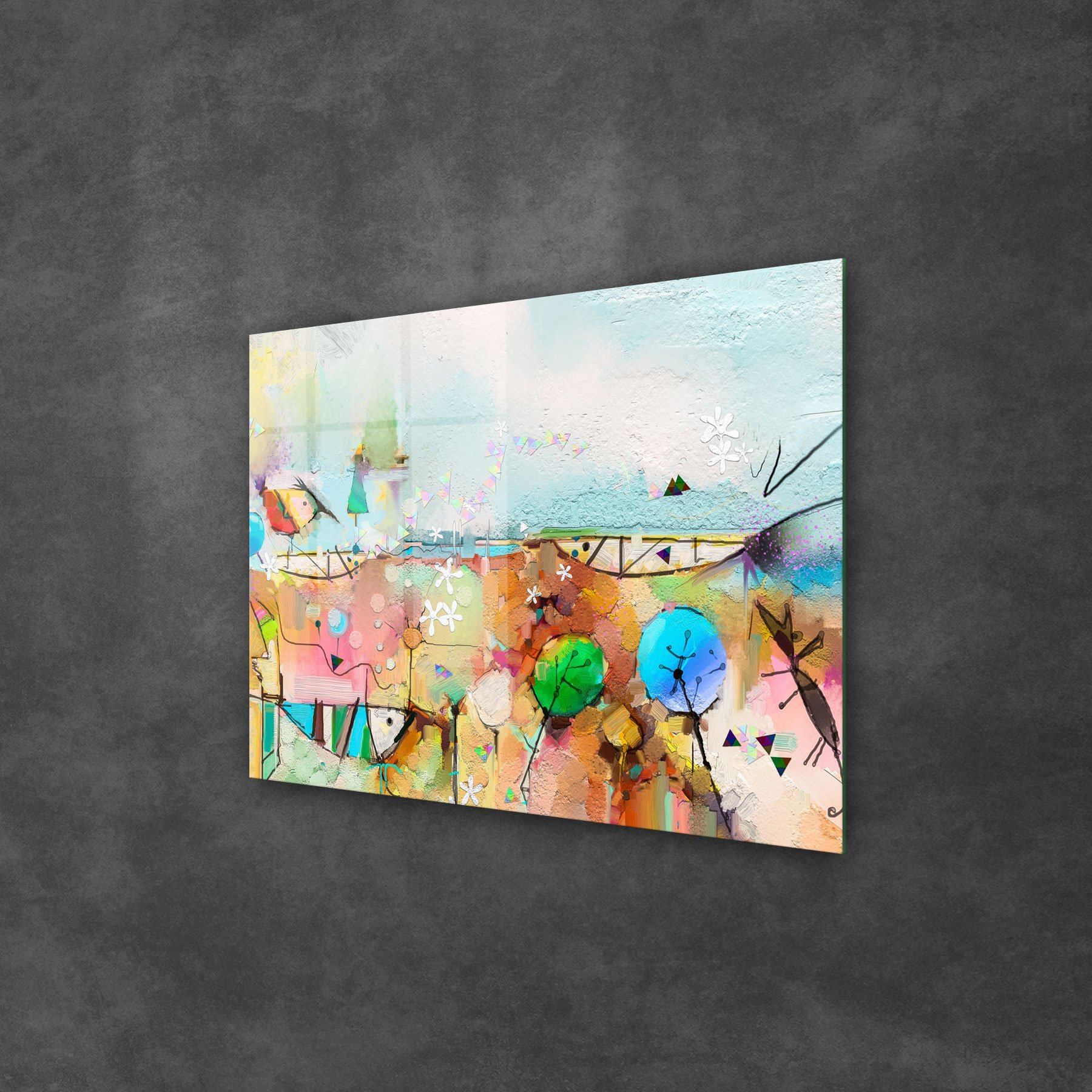 Picture of Decovetro Cam Tablo Sulu Boya Renkli Desenler 30x40 cm