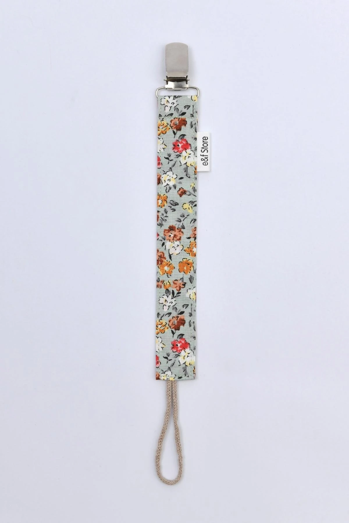 Picture of İkinci Şans - Pamuk Kumaşlı Emzik Zinciri – Su Yeşili Çiçekli