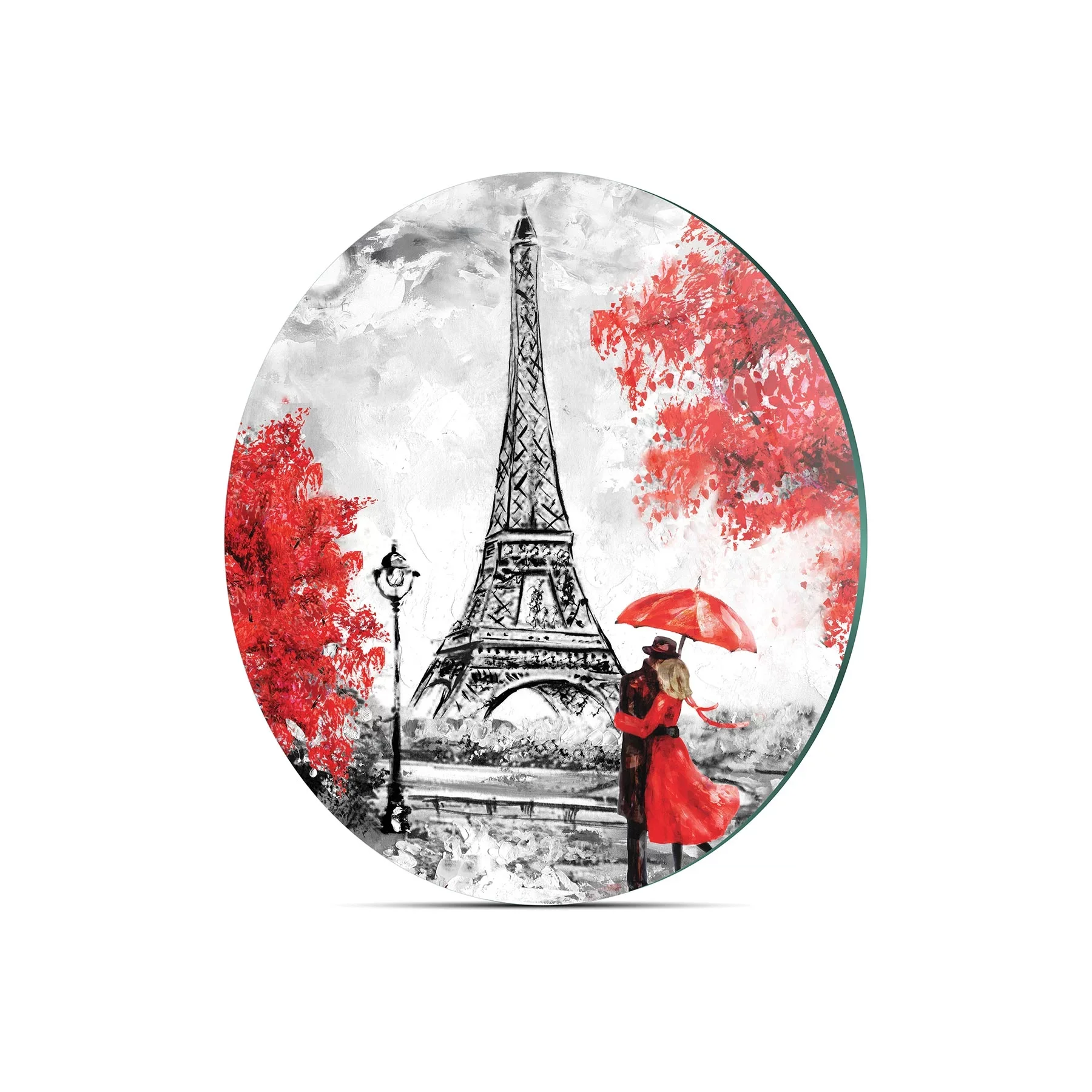 Picture of Decovetro Cam Kesme Tahtası ve Sunumluk Yuvarlak Love paris 30x30 Cm