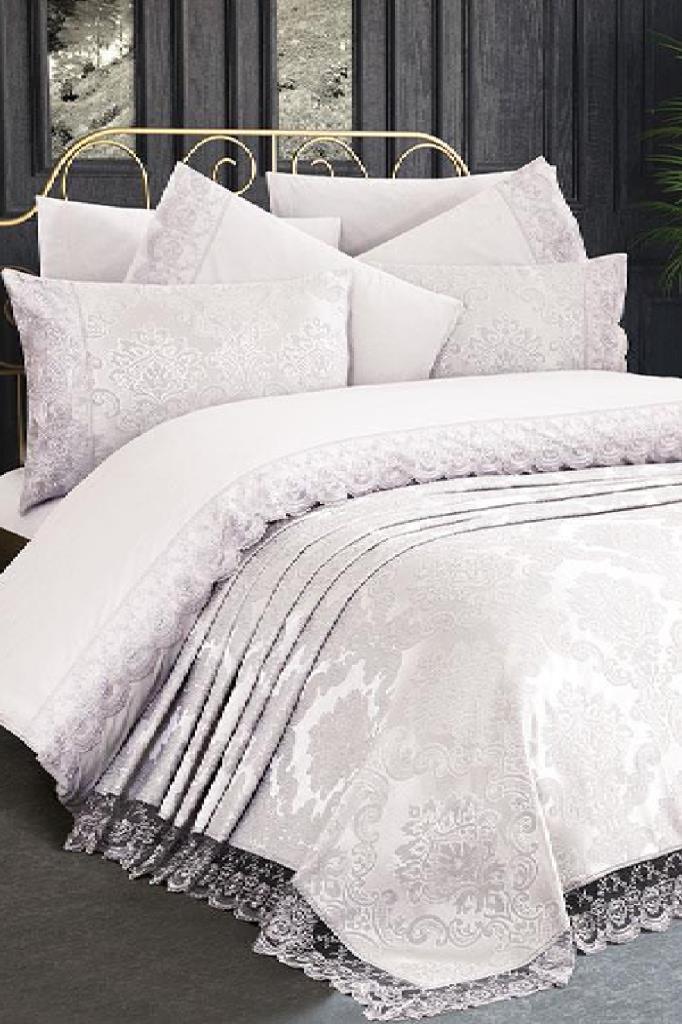 Picture of Fransız Dantelli Kure Gelin Seti 7 Parça Krem