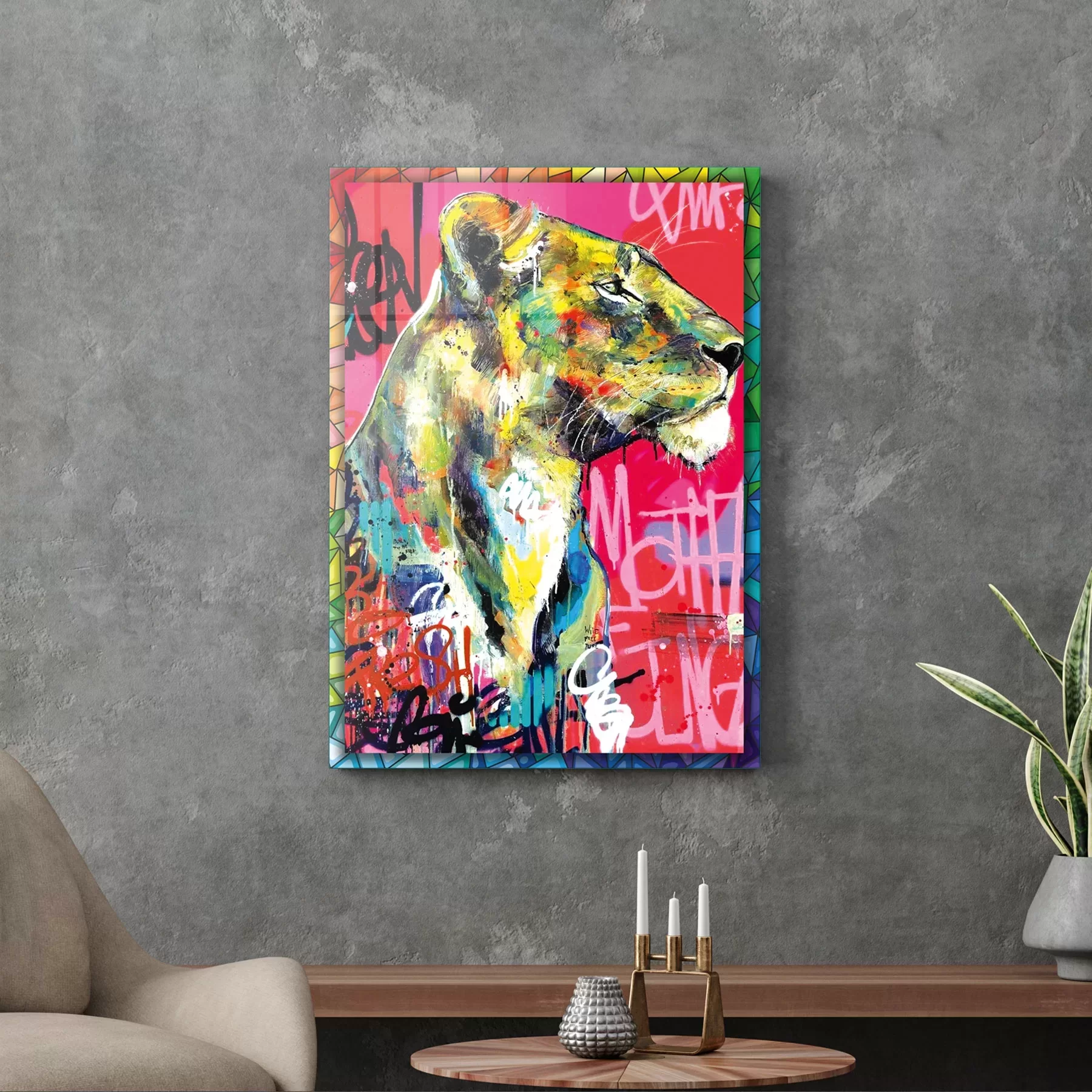 Picture of Decovetro Cam Tablo Pop Art Aslan 70x100 cm