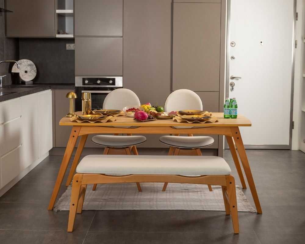 Picture of Touch Meşe 2 Sandalye 1 Bench 1 Masa (90x180)