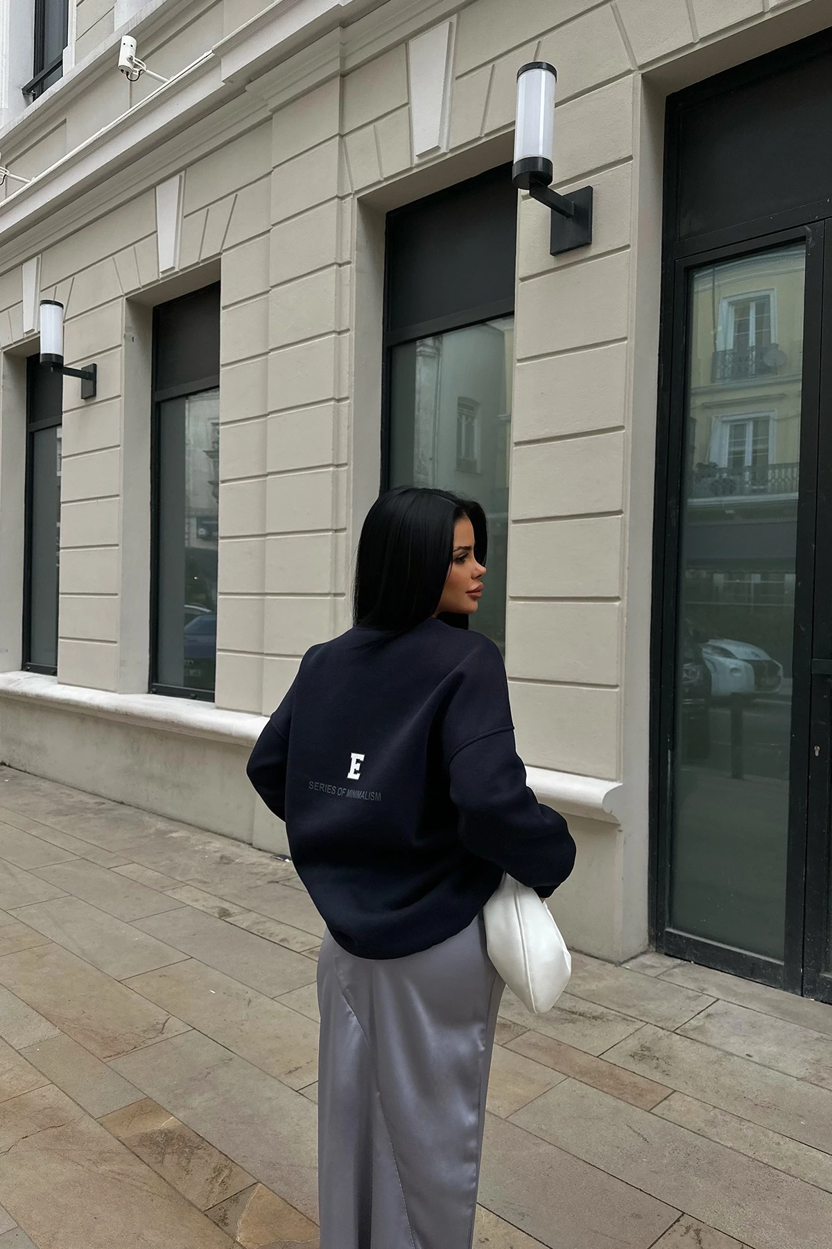 Picture of Navy Blue Oversize Back Printed Sweat