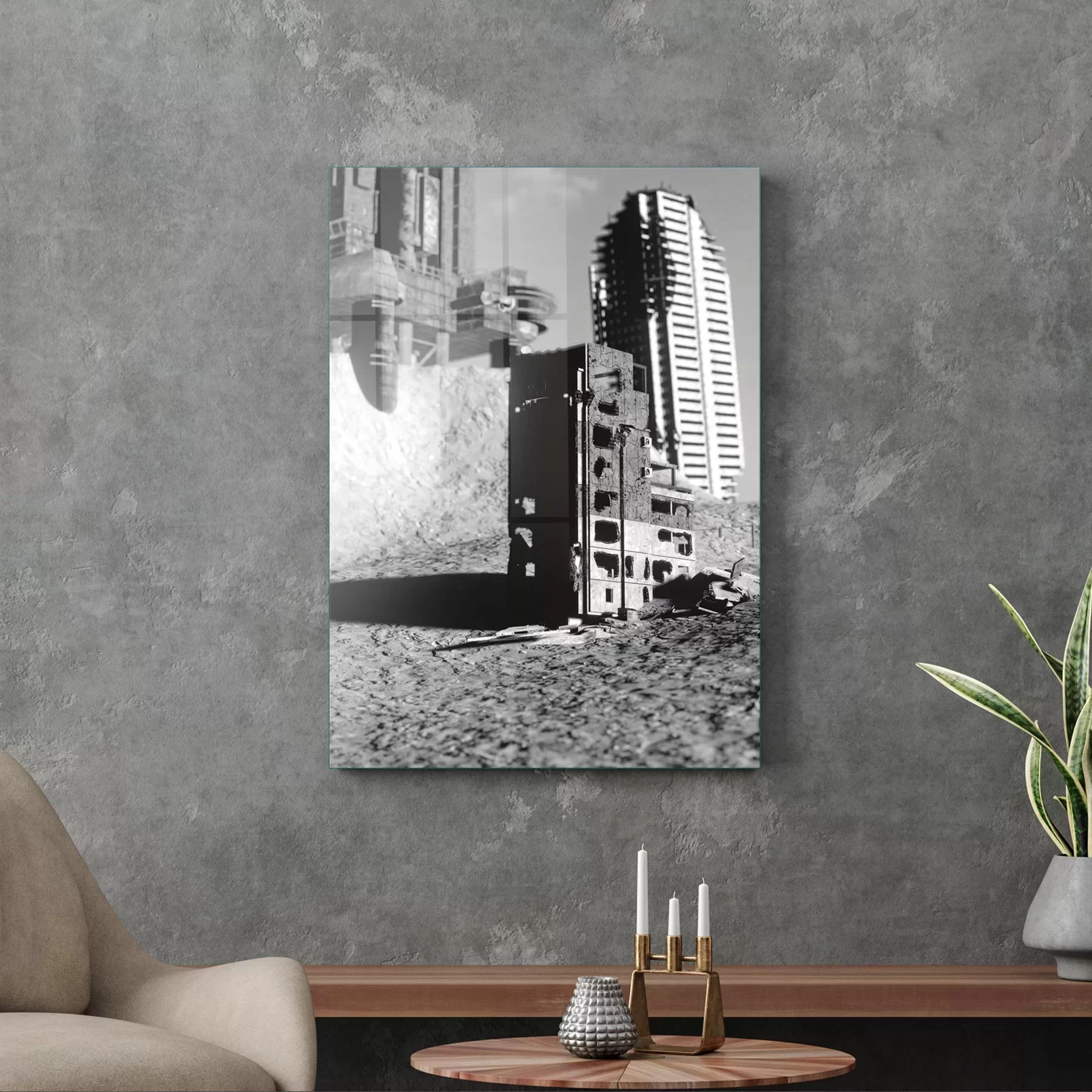 Picture of Decovetro Cam Tablo Vintage Şehir Manzarası 30x40 cm