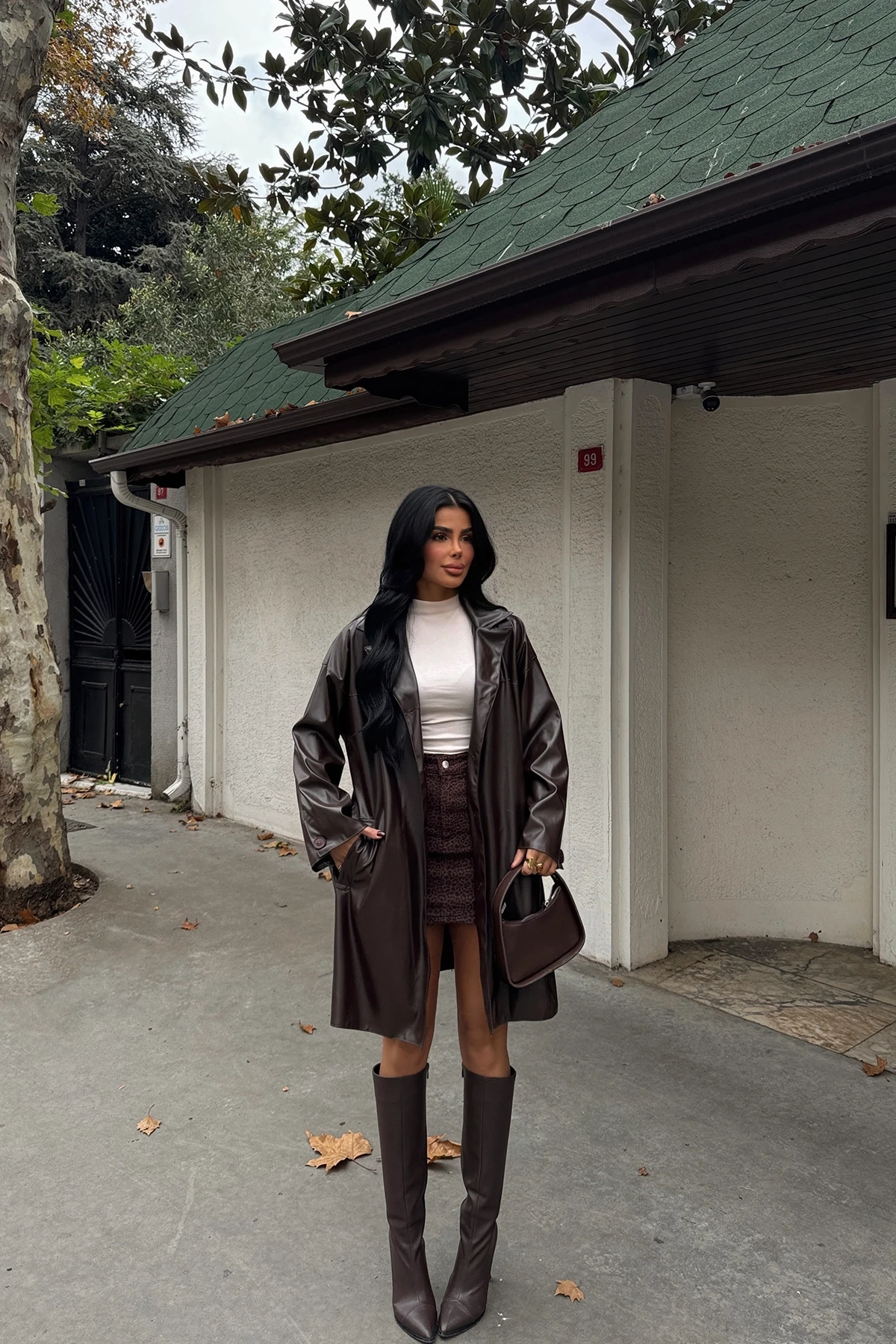Picture of Brown Leather Trench Coat