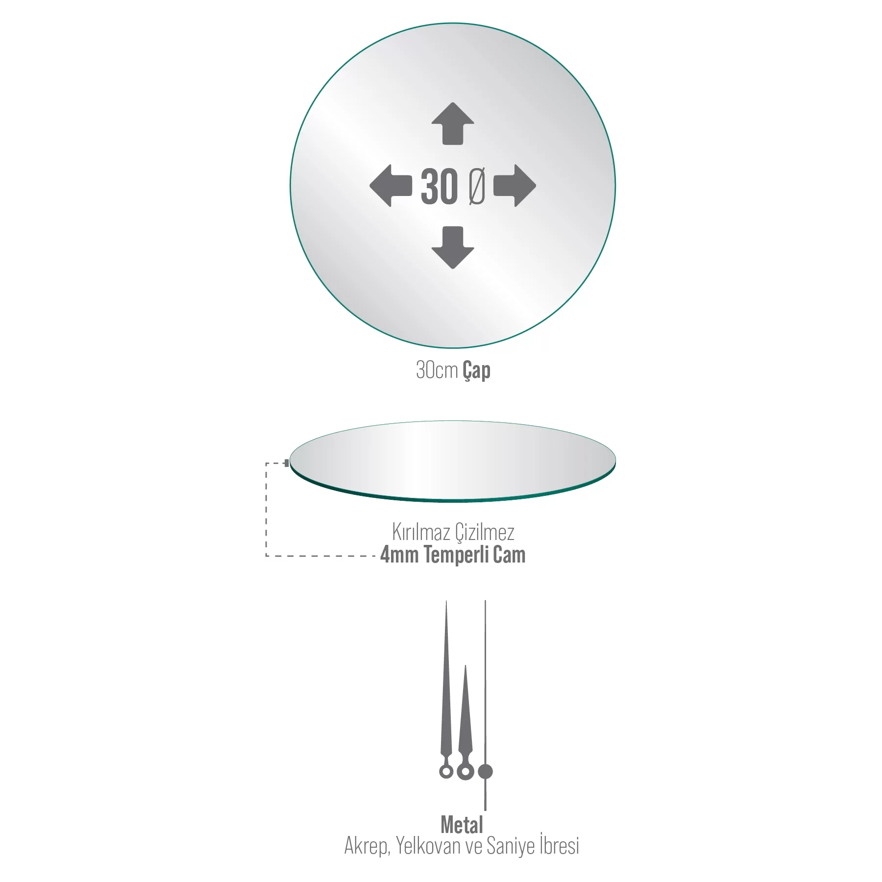 Picture of Decovetro Cam Duvar Saati Yuvarlak 1130 30 x 30 Cm