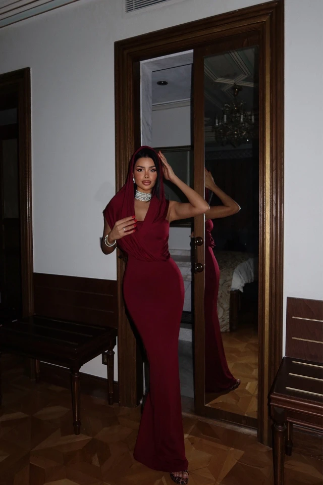 Picture of Claret Red Basic Long Dress