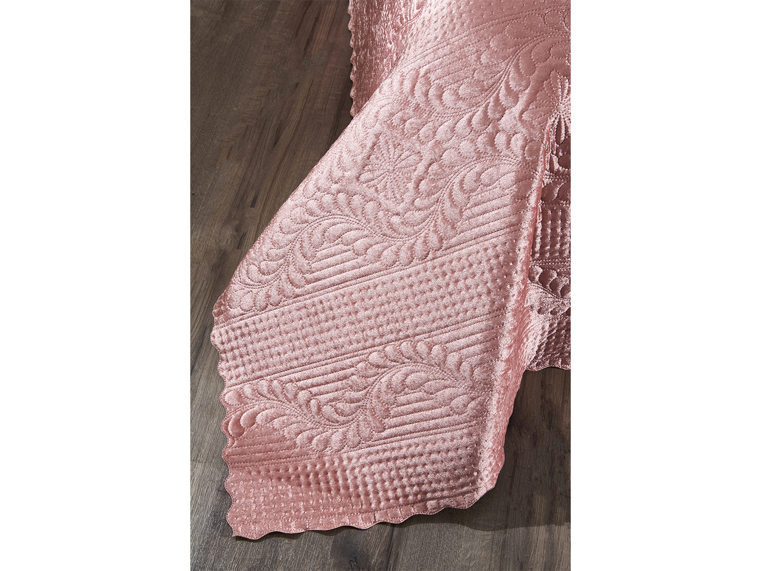 Picture of Velica Tek Kişilik Kadife Yatak Örtüsü Pudra