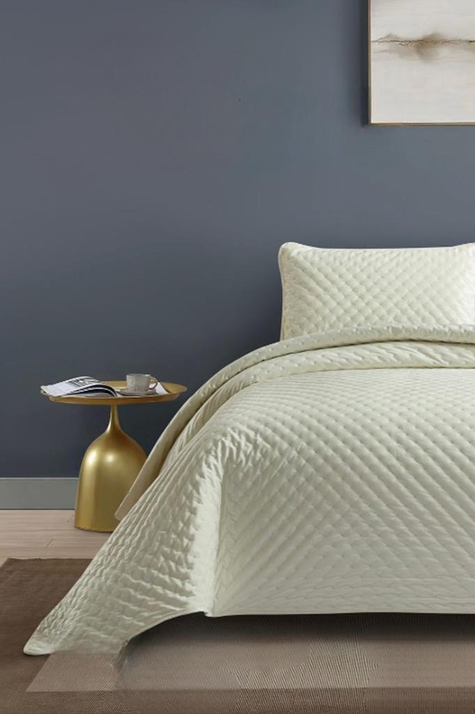 Picture of Bianca Tek Kişilik Lüks Kadife Yatak Örtüsü Krem