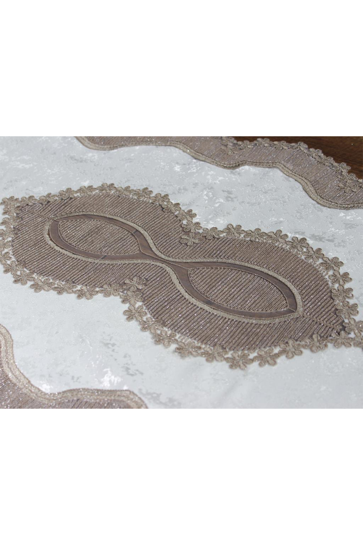 Picture of Aygün Kadife Kordone 5 Parça Salon Takımı Krem Cappucino