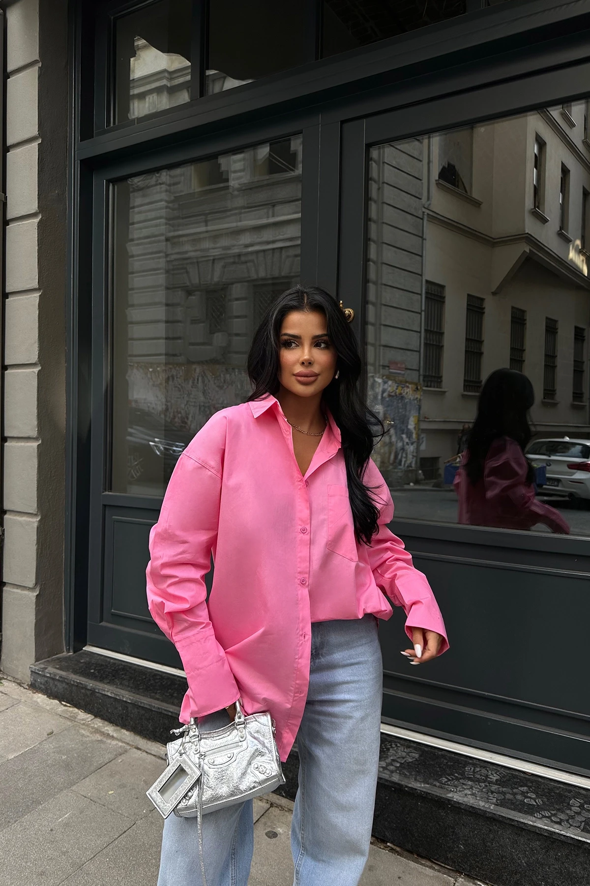 Picture of Pink Poplin Pocket Detail Shirt