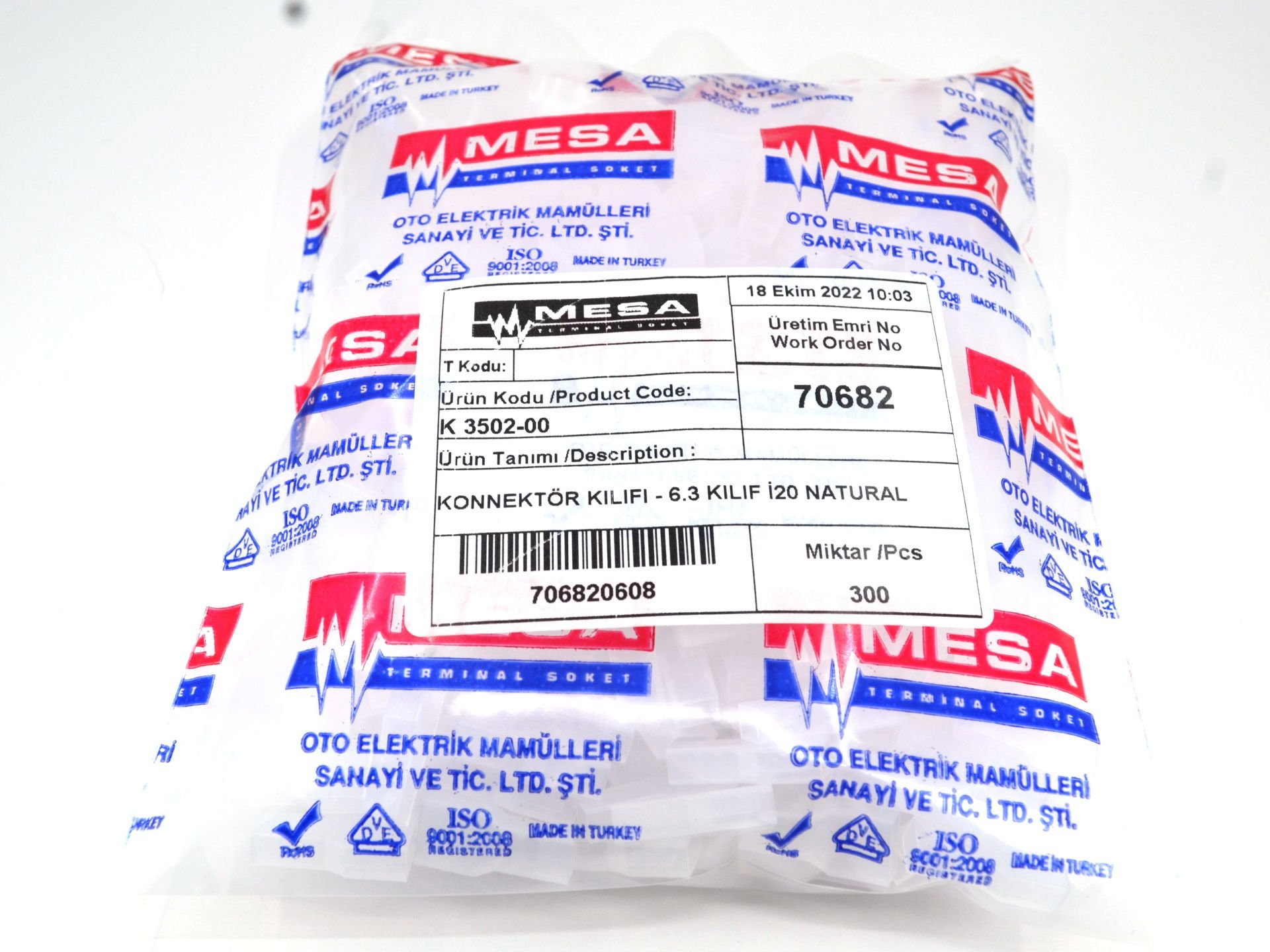 Picture of Fiş Kılıfı Şeffaf 6,3 Dişi Terminal İçin 300 Adet Muhafaza