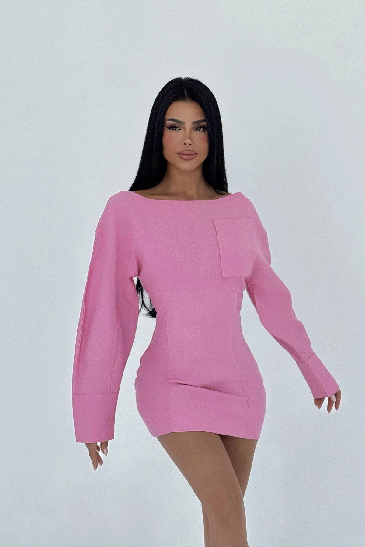 Picture of Pink Pocket Detail Long Dress