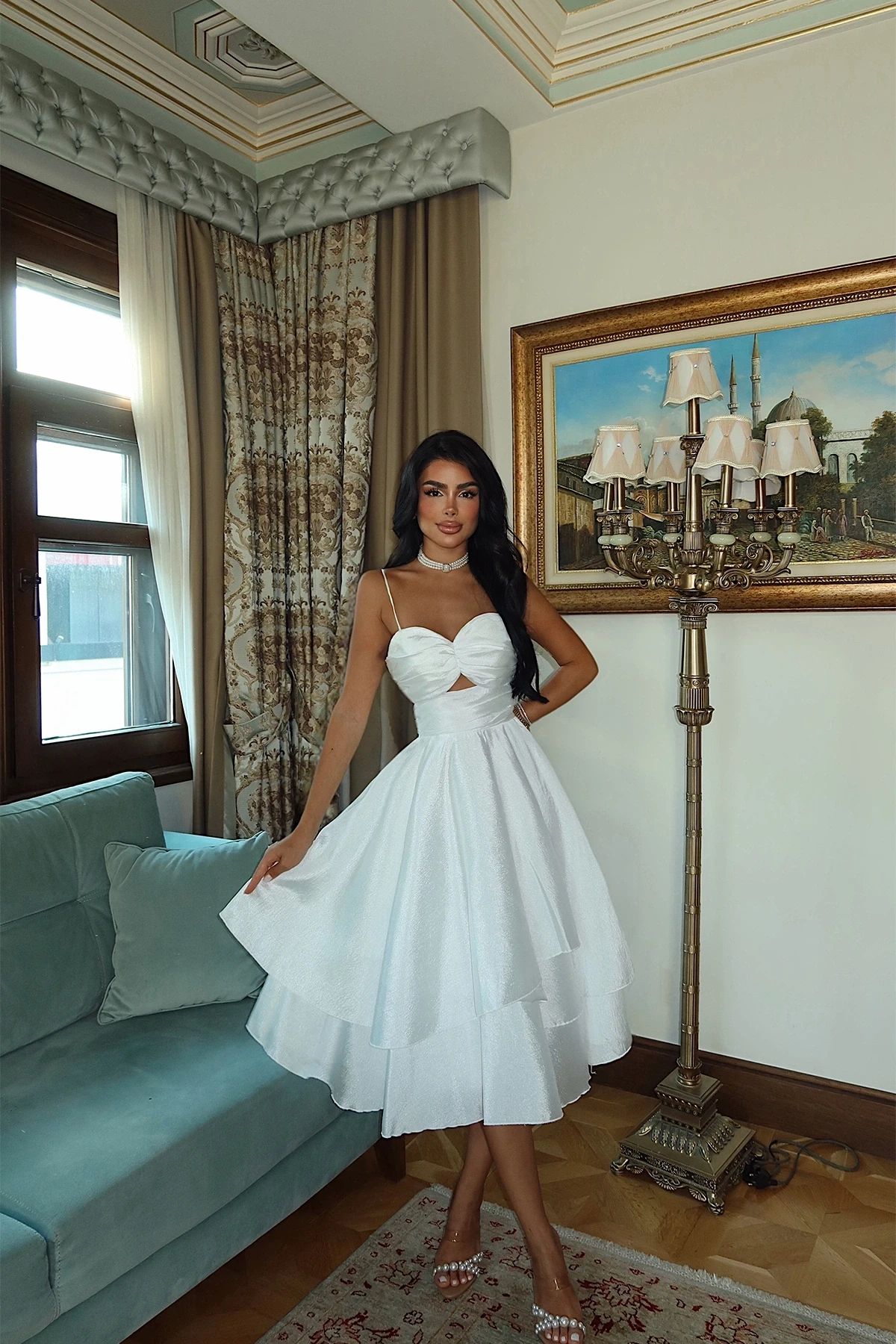 Picture of White Window Detail Mini Dress