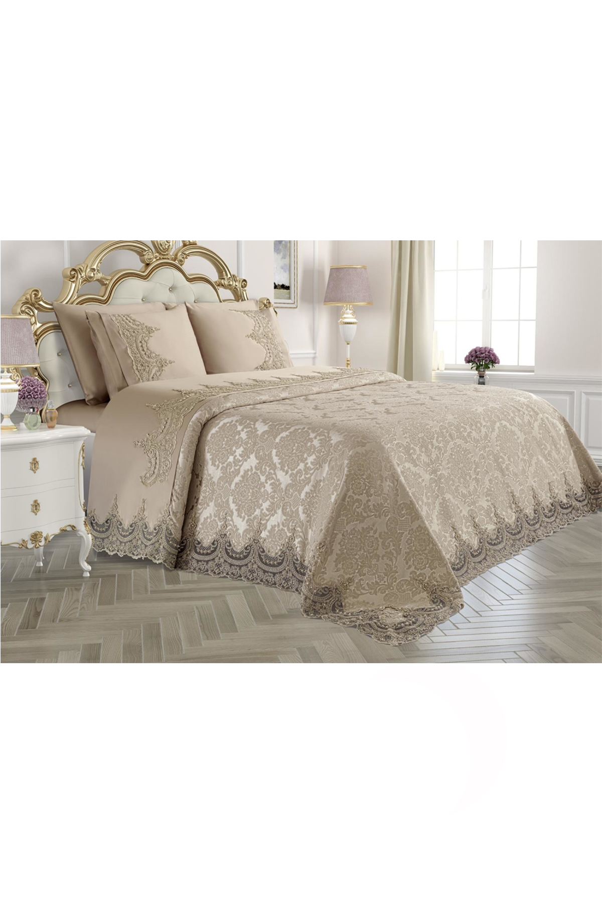 Picture of Fransız Güpürlü Çeyizlik Pike Takımı Arus Bej