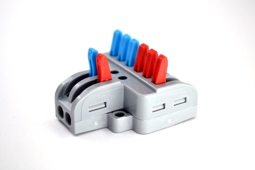 Picture of 10 Adet 2 Giriş 3+3 Çıkış Kablo Konnektörü Mandallı Buat Klemensi MT-KL0206