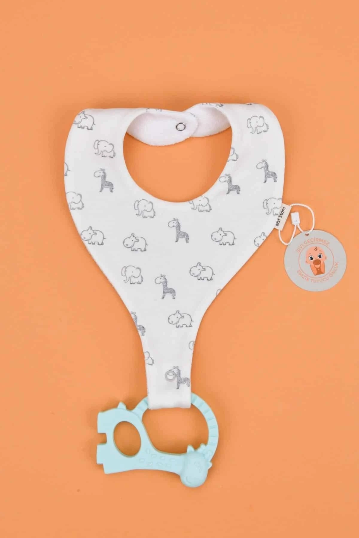 Picture of İkinci Şans - Sıvı Geçirmez Emzik Tutucu Mama Önlüğü - Safari