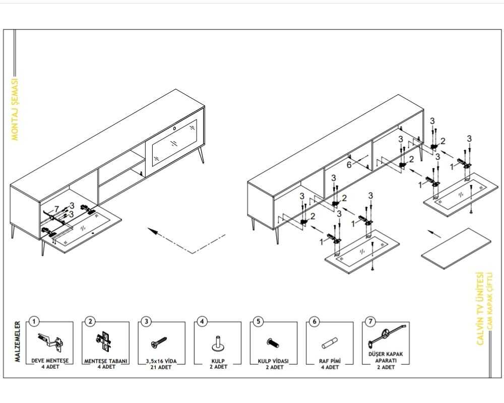 Picture of Telli 2 Kapaklı TV Ünitesi 180 cm