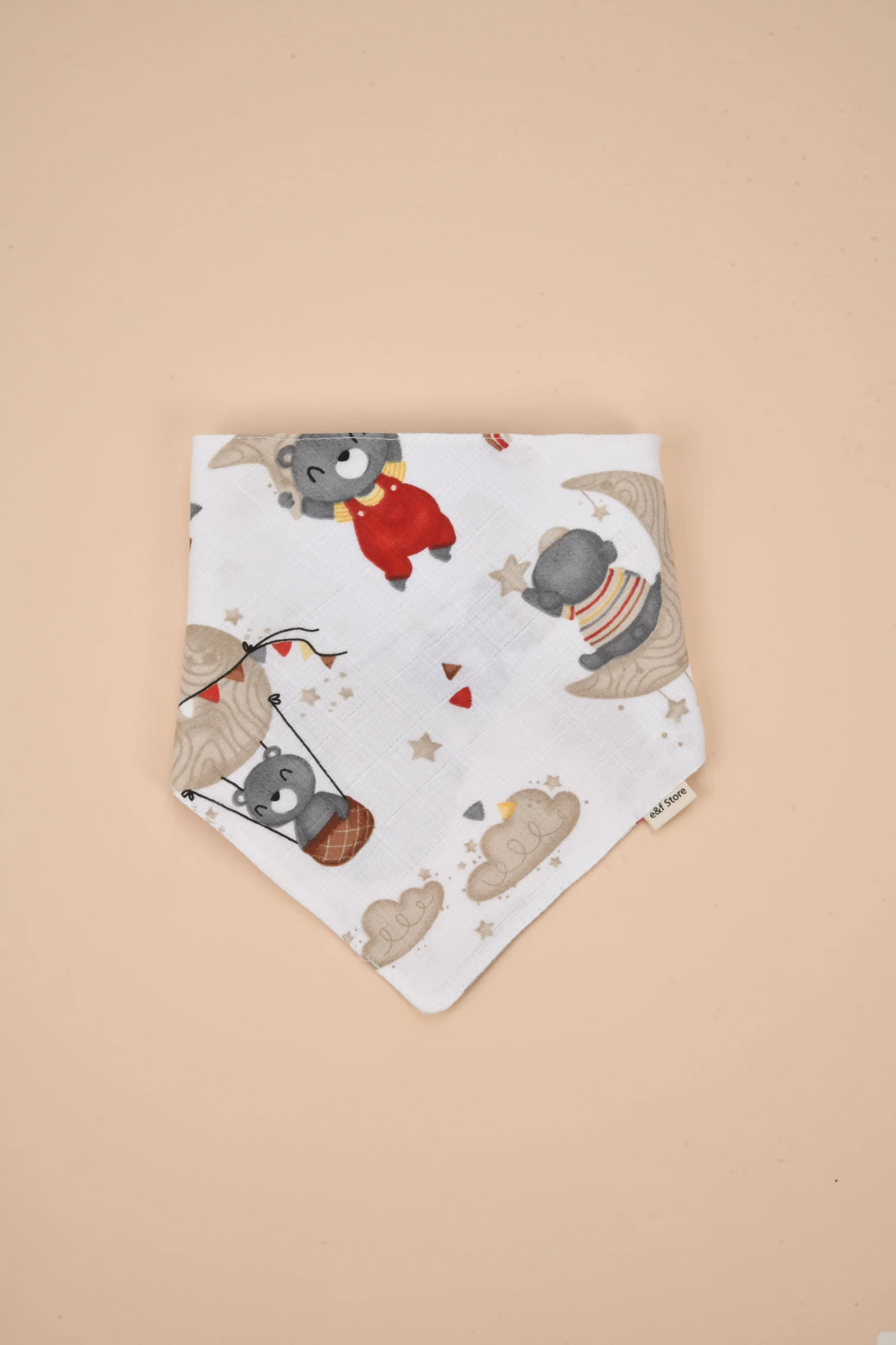 Picture of İkinci Şans - Organik Sertifikalı Çift Katlı Müslin Mama Önlüğü ve %100 Pamuk Yıldız Emzik Askısı Seti