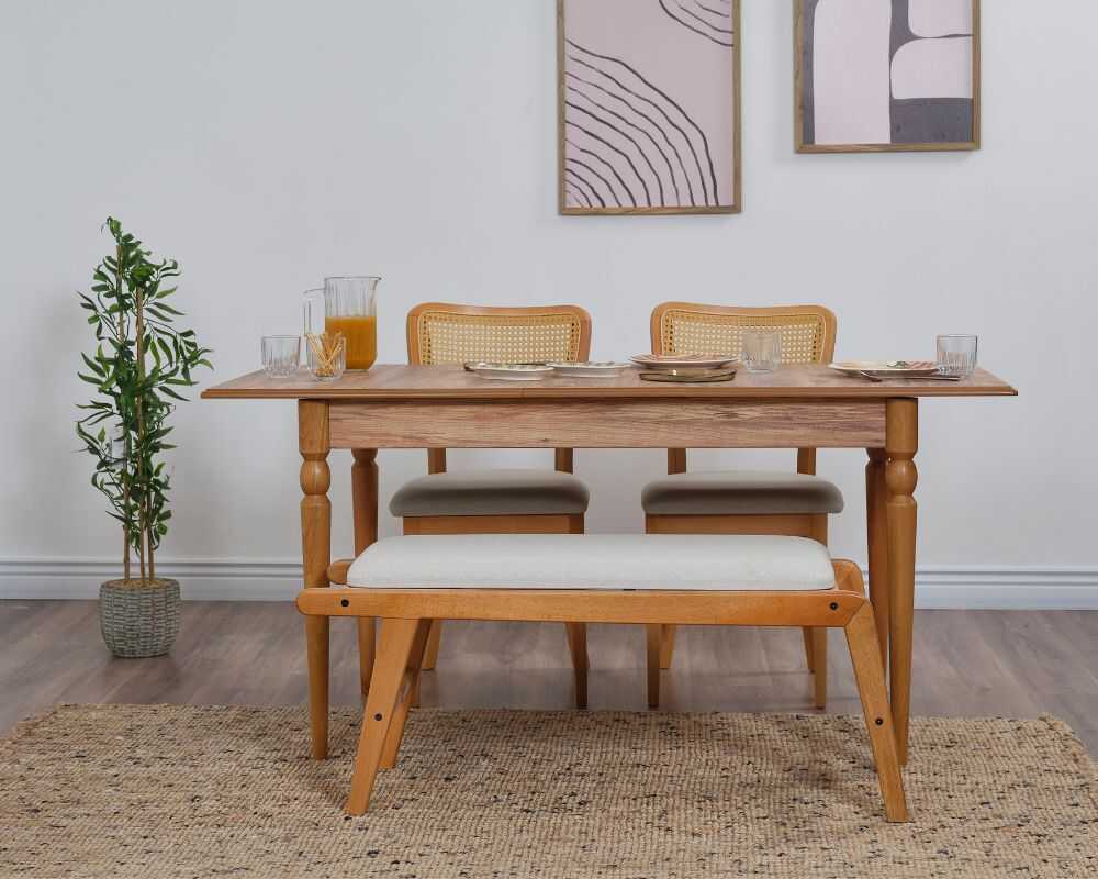 Picture of Hazeran 2 Sandalye 1 Bench Açılır Masa Takımı 80x130 / 80x160