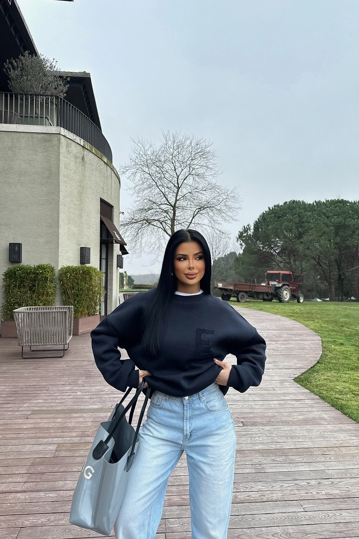 Picture of Navy Blue E Embroidered Sweat