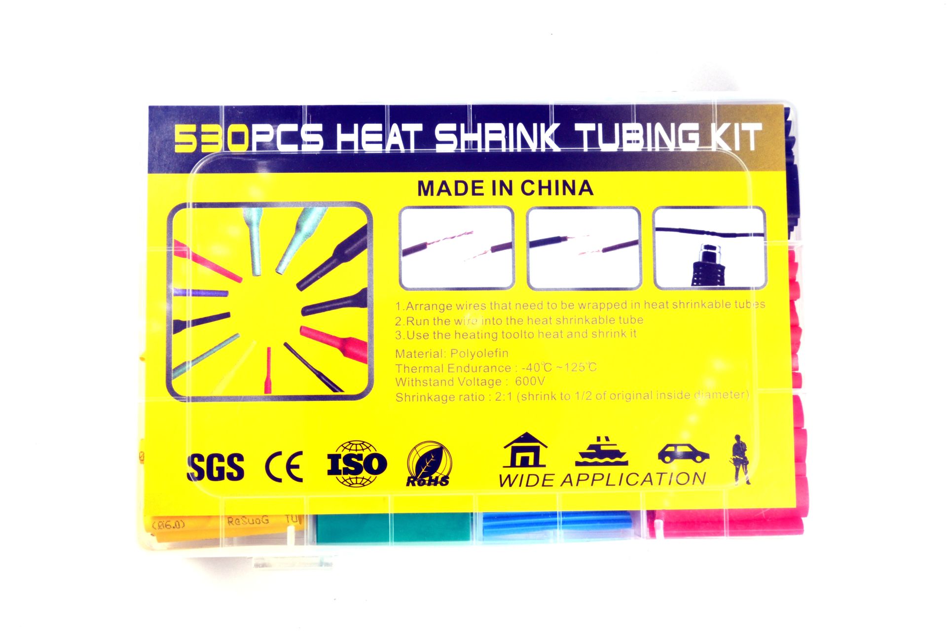 Picture of Isıyla Daralan Makaron Seti Karışık Kutulu Isı İle 530 Parça Renkli MT-SET04