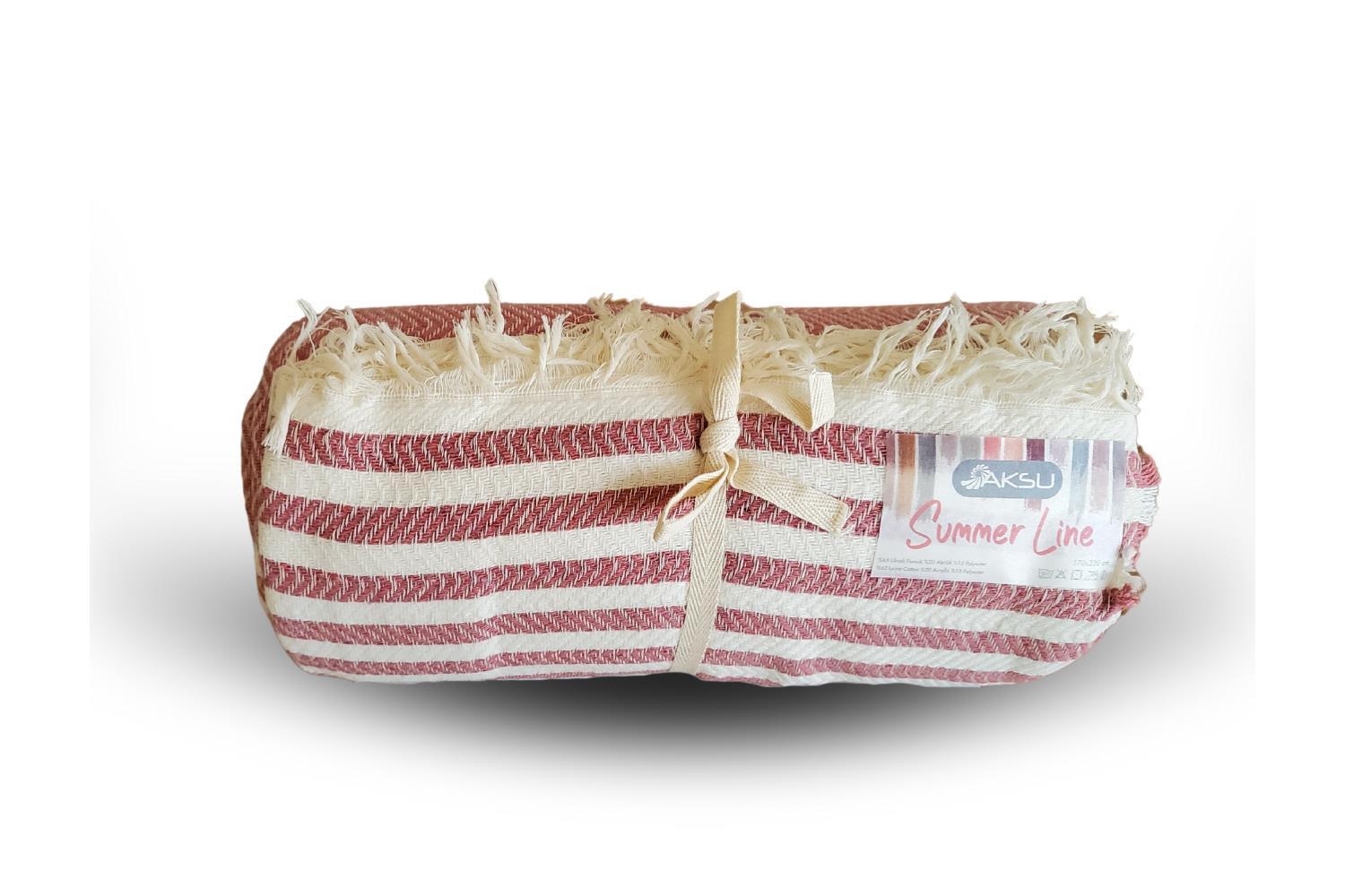 Picture of Aksu Summer Line Çok Amaçlı Örtü Pike Koltuk Örtüsü 170x220 Gül Kurusu