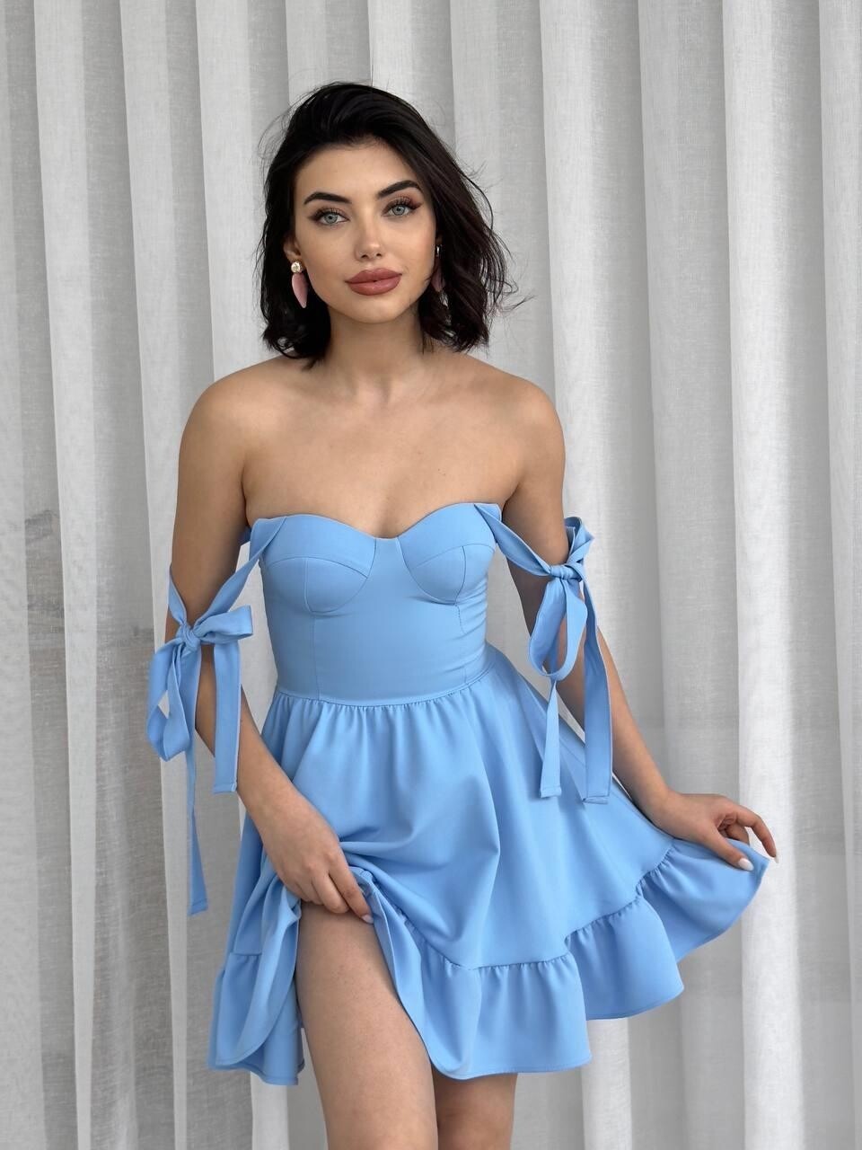 Picture of İP ASKILI BAĞLAMALI ATLAS ELBİSE