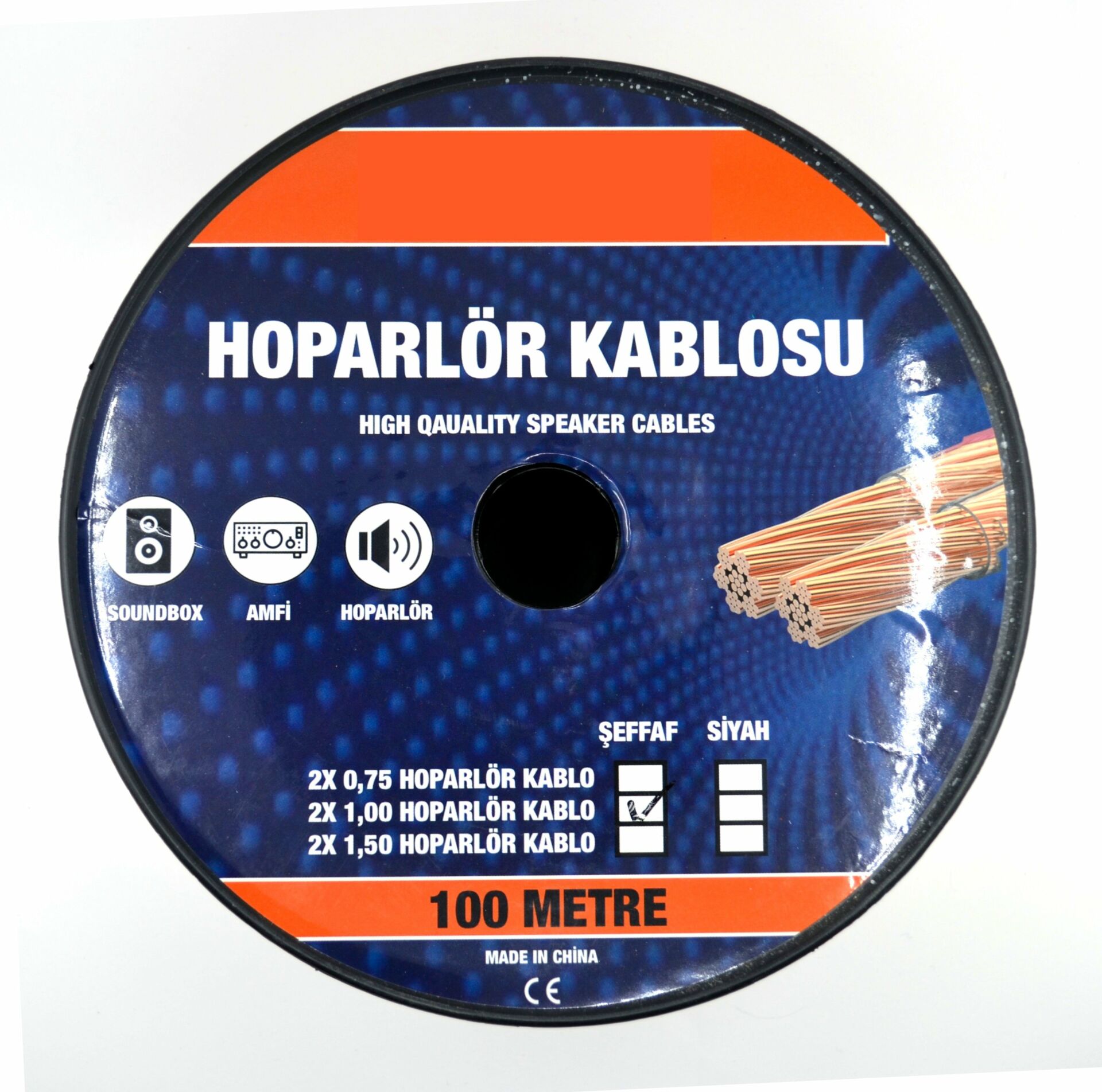 Picture of 100 Metre 2X1,00mm² CCA Bitişik Hoparlör Kablosu Şeffaf