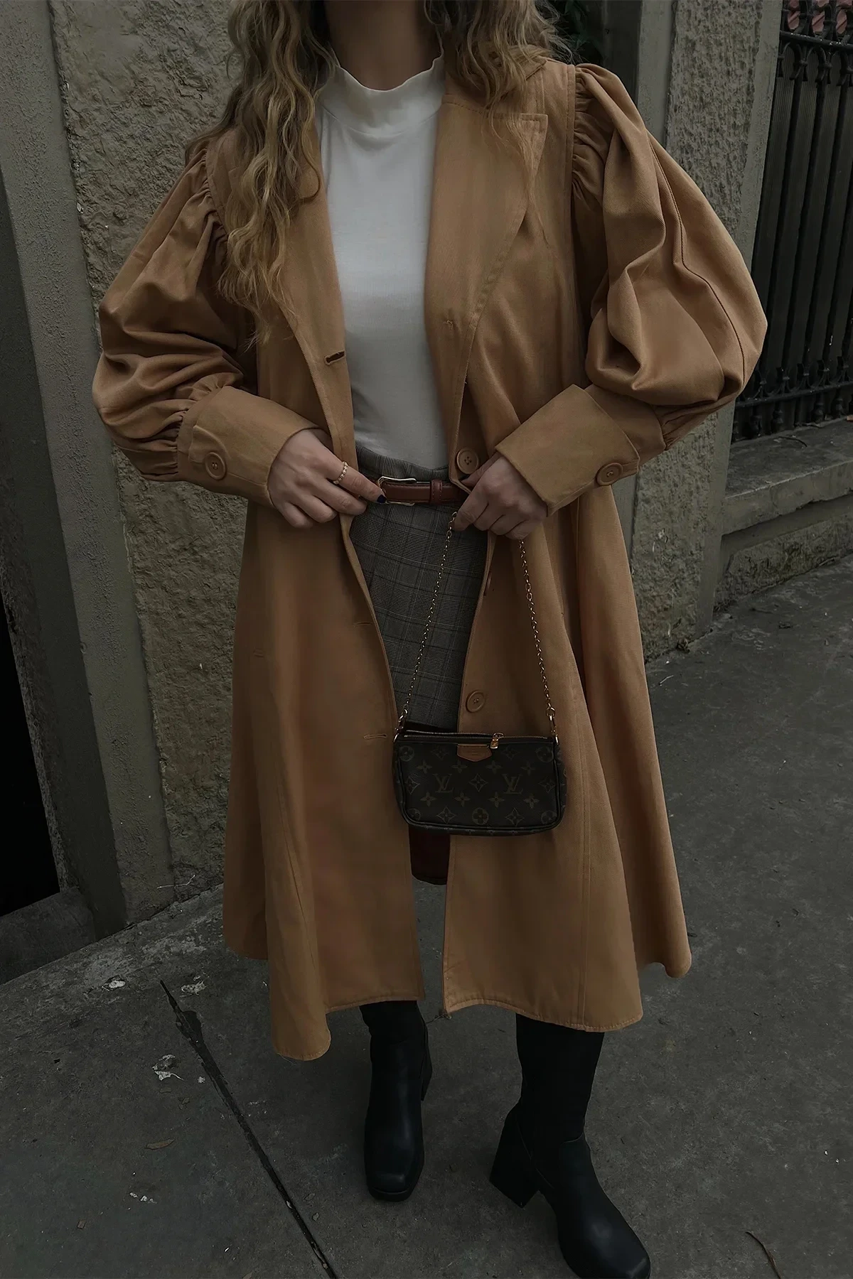Picture of Tan Button Front Trench Coat