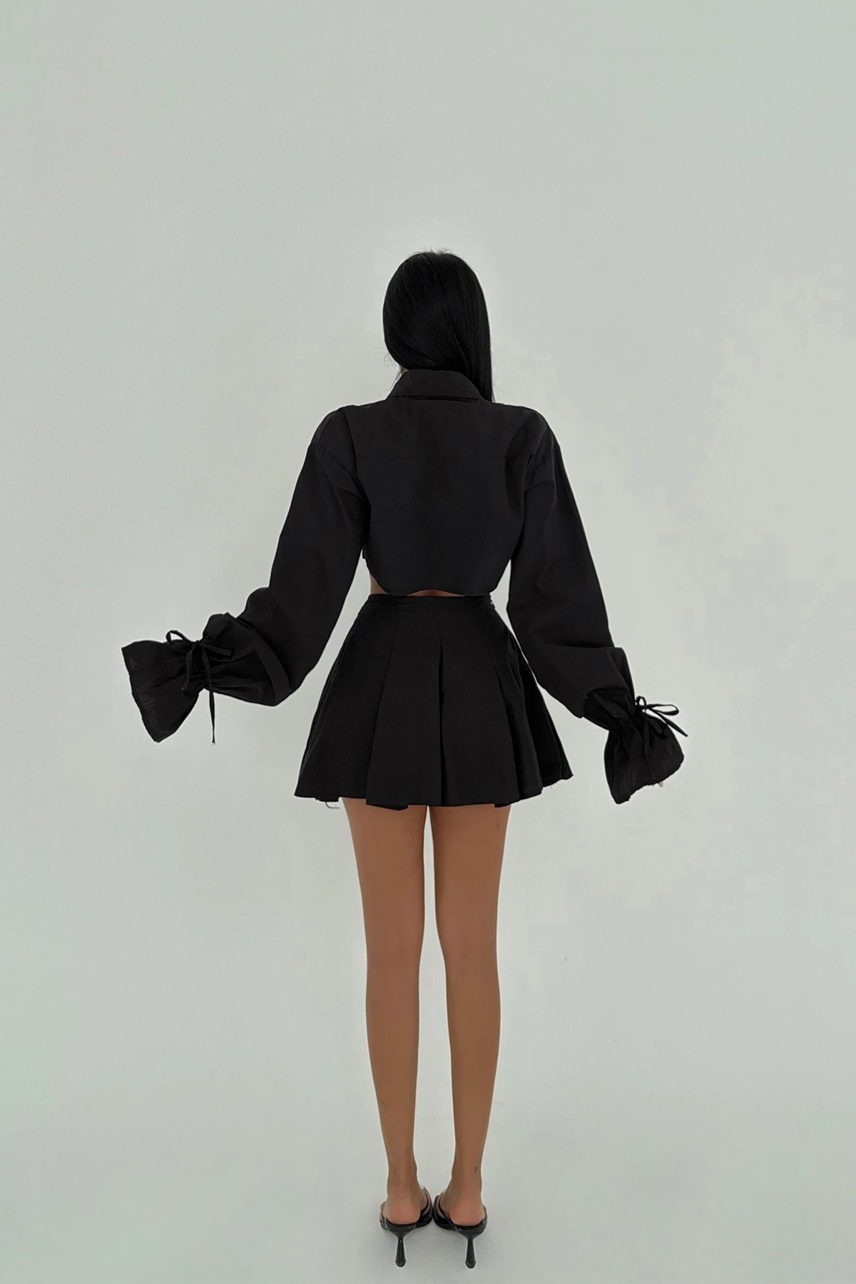 Picture of Black Jila Mini Skirt Top Shirt Set