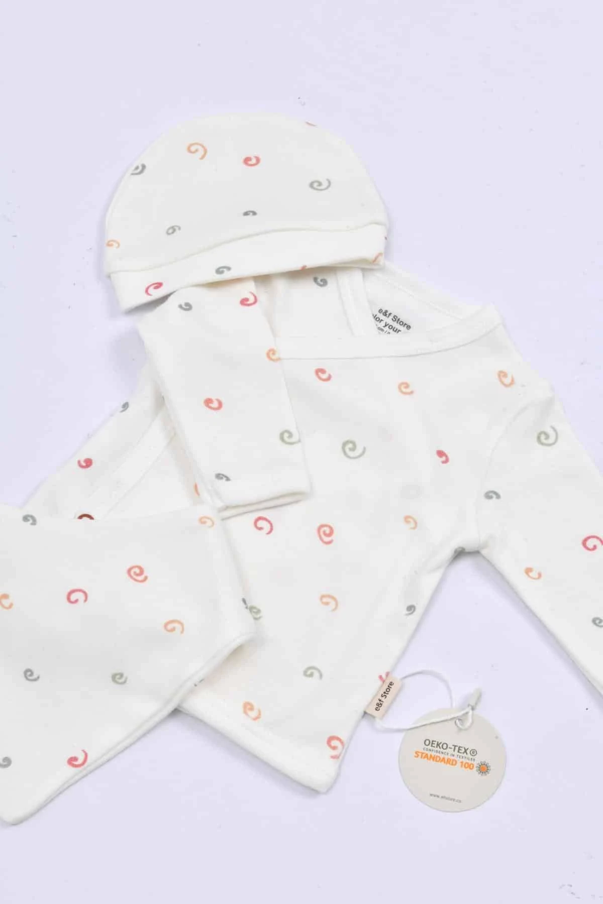 Picture of İkinci Şans - 5’li Yenidoğan Hastane Çıkışı Seti - Doğal Pamuklu - Soyut Desenli