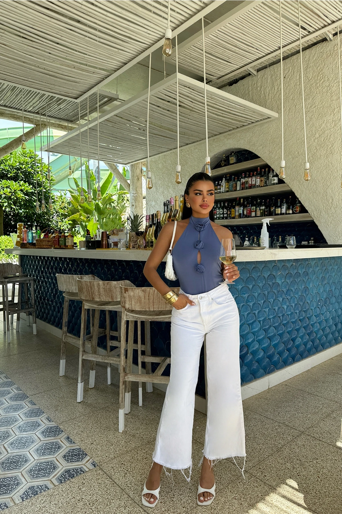 Picture of Indigo Rose Detail Tied Bodysuit