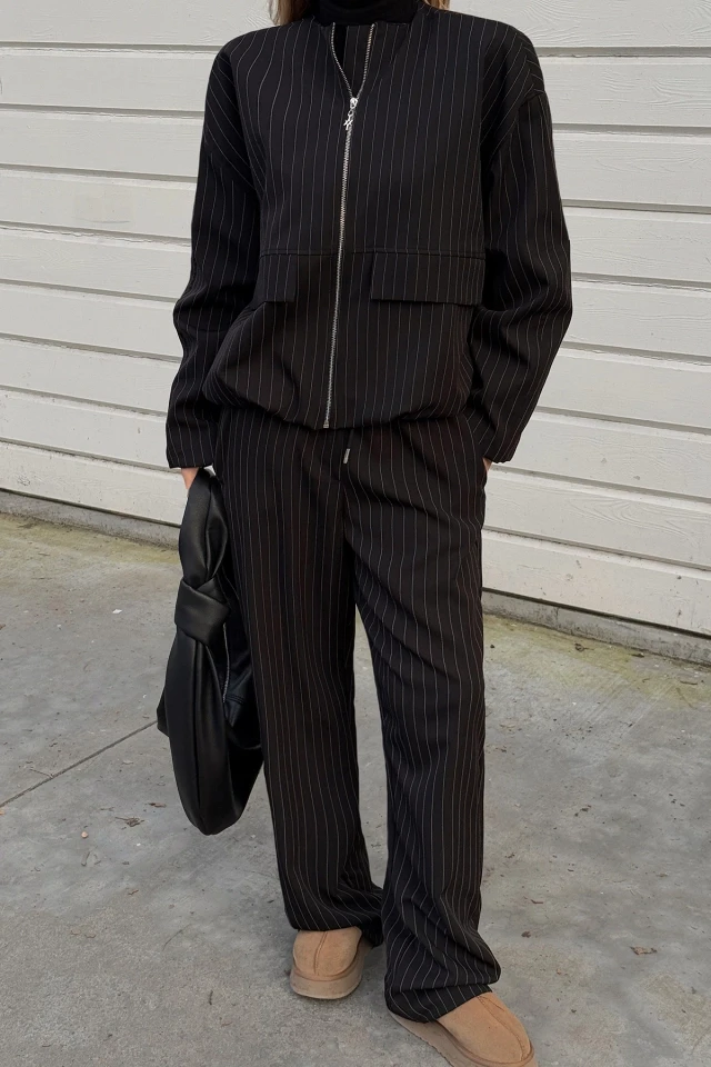 Picture of Black Pocket Detailed Trousers Suit