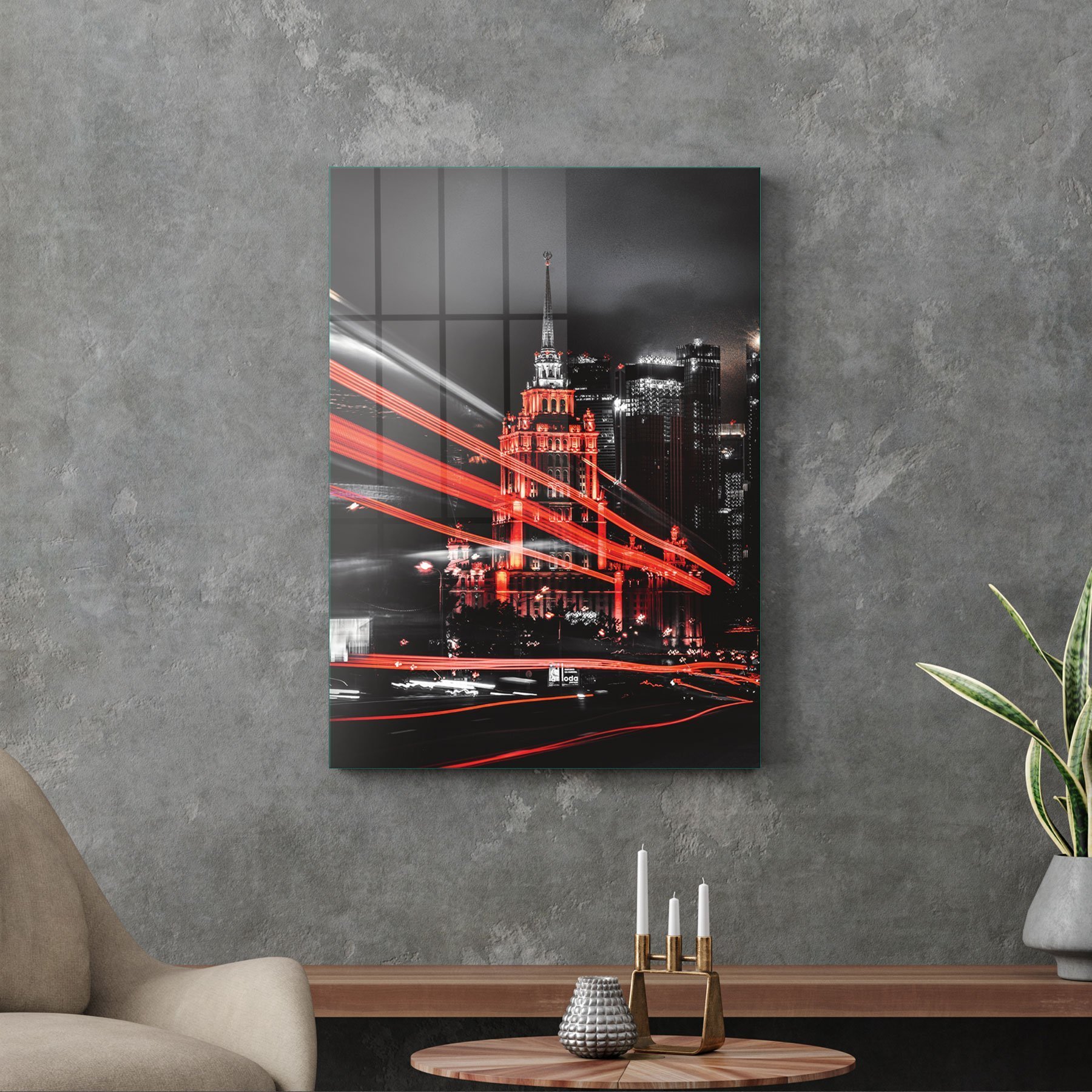 Picture of Decovetro Cam Tablo Neon Şehir Manzarası 70x100 cm