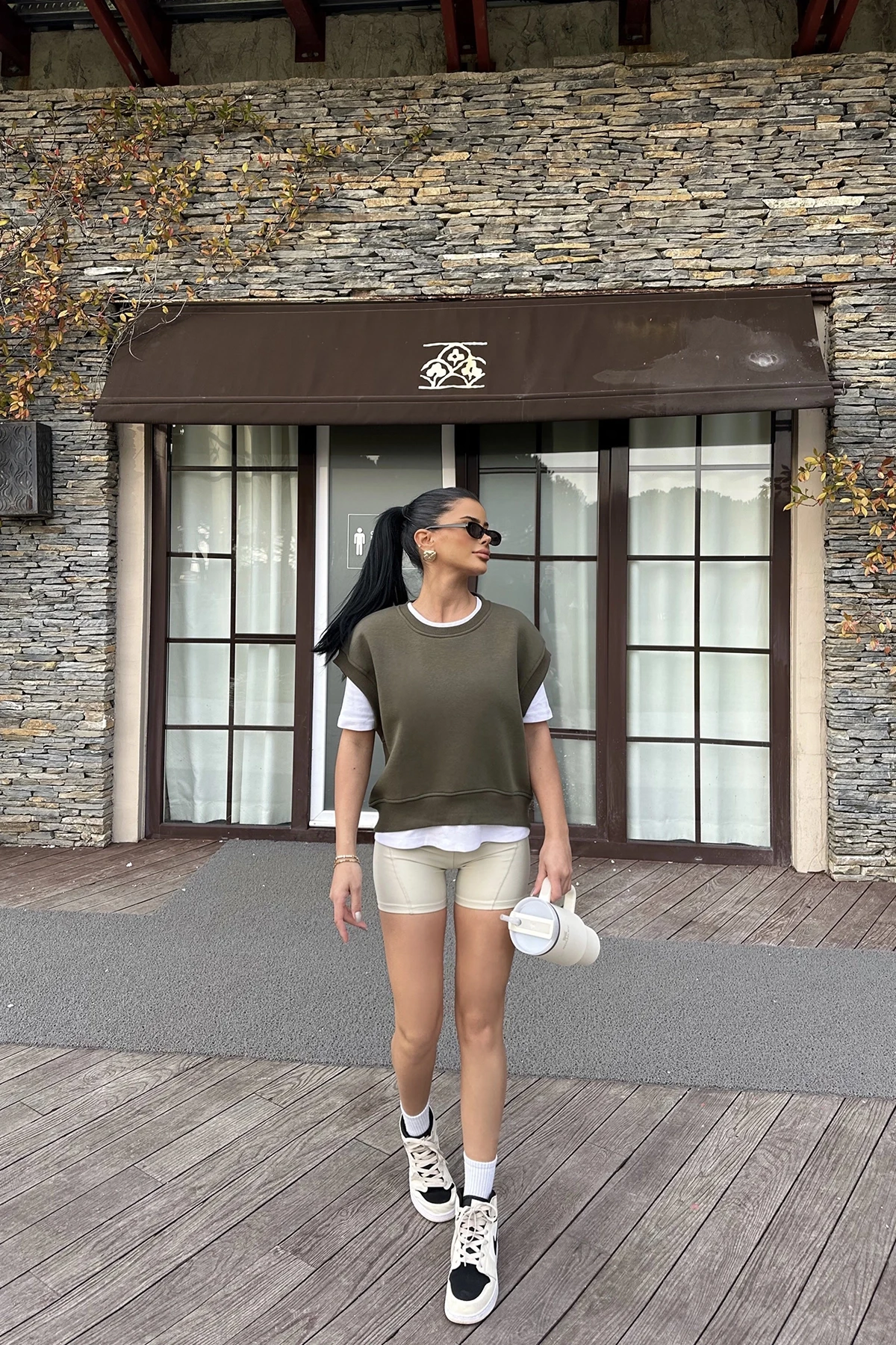 Picture of Khaki Alice Zero Sleeve Sweat