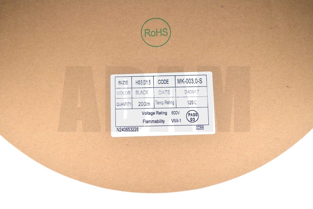 Picture of 200 Metre 3mm Siyah Isı İle Daralan Makaron Isıyla MT-M3S