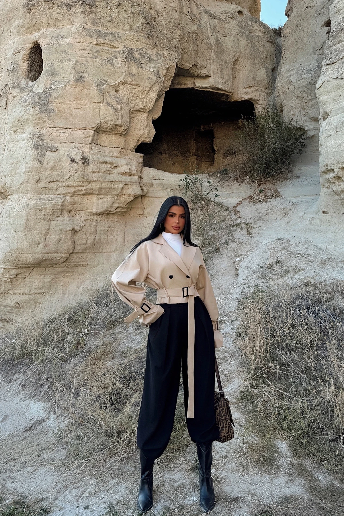 Picture of Cream Double Breasted Collar Jacket