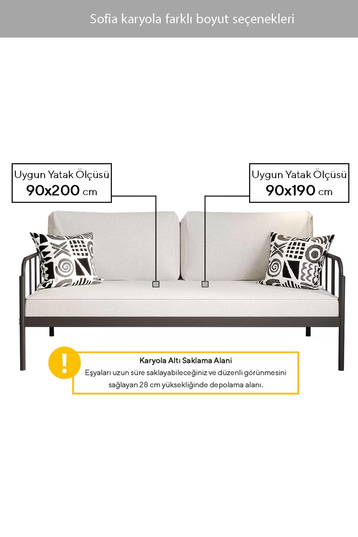 Picture of Argimo Sofia Kırlentli Minderli Metal Beyaz Karyola