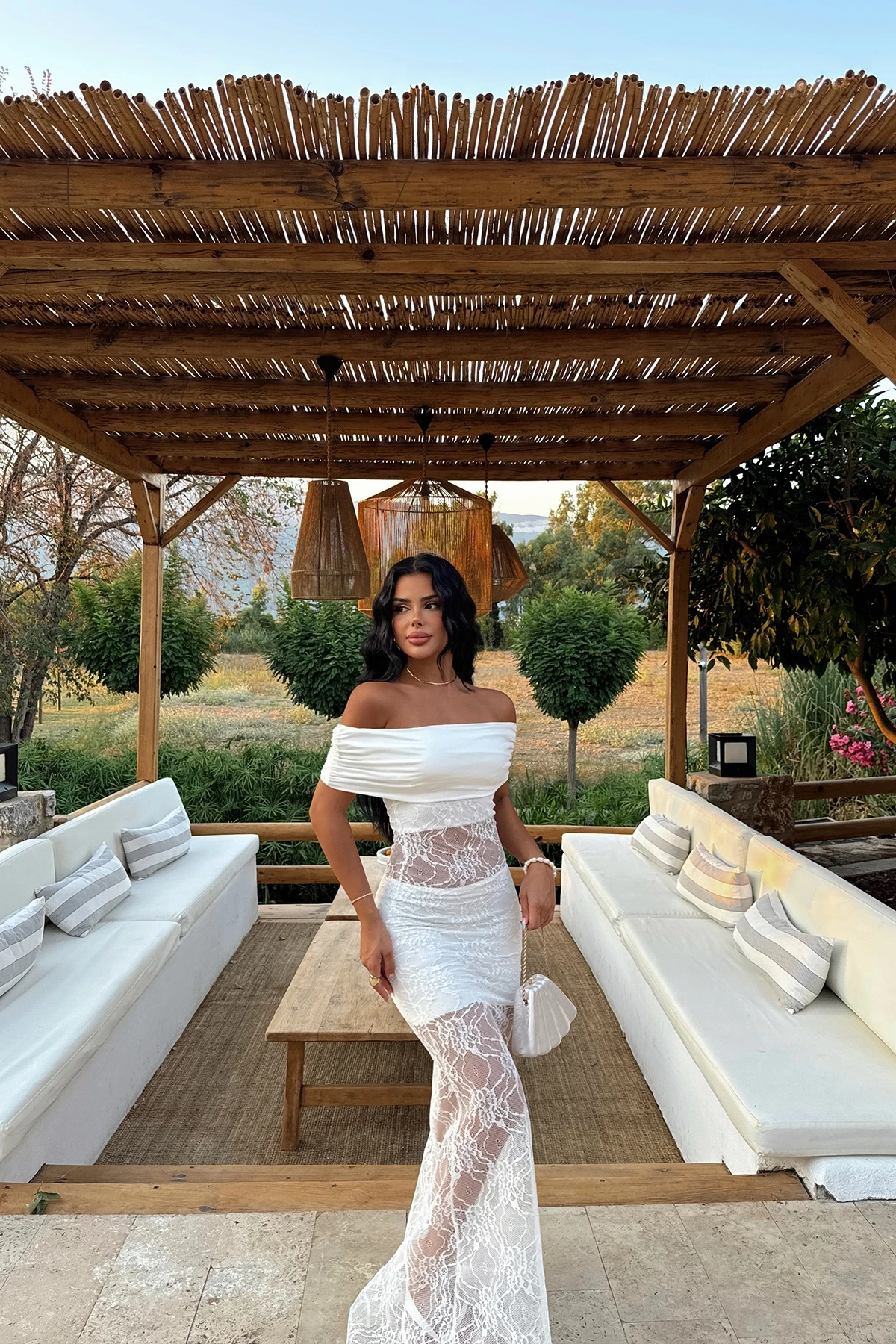 Picture of White Yelena Long Lace Dress