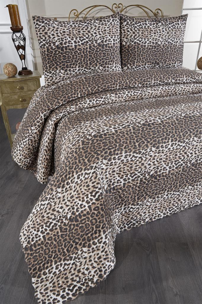 Picture of Ultrasonik Kapitoneli Leopar Çift Kişilik Yatak Örtüsü