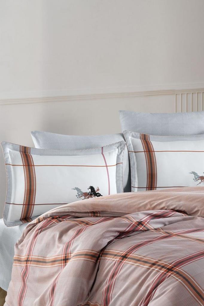 Picture of Ornella Pamuk Saten Çift Kişilik Nevresim Takımı Kahve